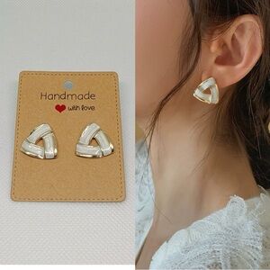 NEW Triangle Glaze Earrings,925 Sterling Silver